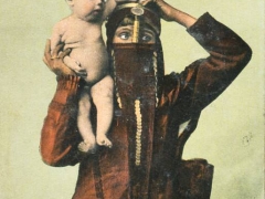 Native woman bearing her child