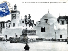 Alger Statue du Duc d'Orleans et Mosquee Djemaa Djedid