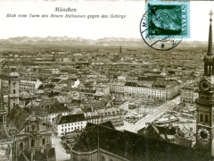 München Blick vom Turm des Neuen Rathauses gegen das Gebirge