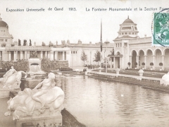 Gand Exposition Universelle 1913 La Fontaine Monumentale et la Section Francaise