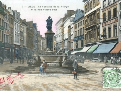 Liege La Fontaine de la Vierge et la Rue Vinave d'Ile