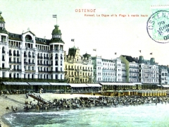 Ostende Kursaal La Digue et la Plage a maree haute