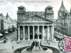 Aachen Theaterplatz m Kaiser Wilhelm Denkmal und Stadttheater