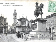 Torino Piazza S Carlo e Monumento a Emanuele Filiberto