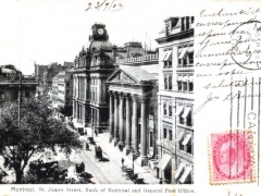 Montreal St James Street Bank of Montreal and General Post Office