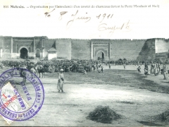 Meknes-Organisation-par-lIntendance-dun-convoi-de-chameaux-devant-la-Porte-Maudsair-el-Hadj