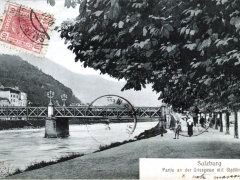 Salzburg Partie an der Griesgasse mit Stadtbrücke