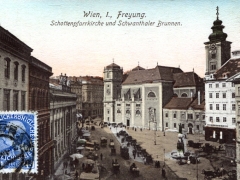 Wien I Freyung Schottenpfarrkirche und Schwanthaler Brunnen