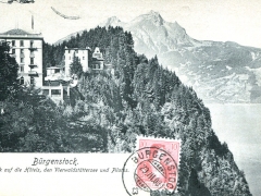 Bürgenstock Blick auf die Hotels den Vierwaldstättersee und Pilatus