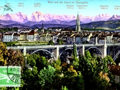 Bern und die Alpen im Alpenglühn