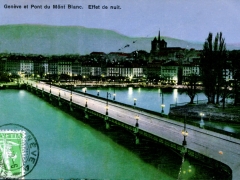 Geneve et Pont du Mont Blanc Effet du nuit