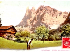Grindelwald Chalet und Wetterhorn