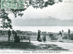 Lausanne Vue sur Ouchy et les Alpes de Savoie