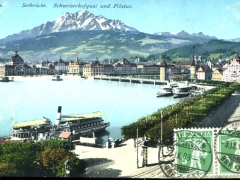 Luzern Seebrücke SchweizerhofQuai und Pilatus