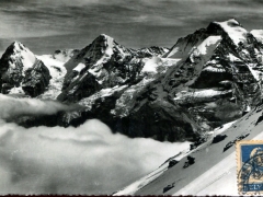 Mürren Eiger Mönch u Jungfrau vom Schilthorn gesehen