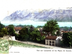 Vue sur Lausanne et les Alpes de Savoie