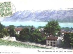 Vue sur Lausanne et les Alpes de Savoie