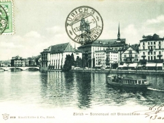 Zürich Sonnenquai mit Grossmünster
