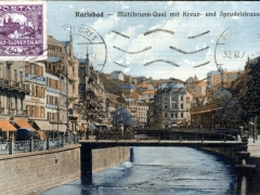 Karlsbad Mühlbrunn Quai mit Kreuz und Sprudelstrasse