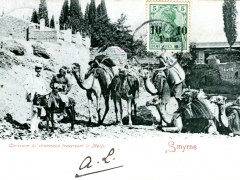 Smyrne Caravane de chameaux traversant le Meles