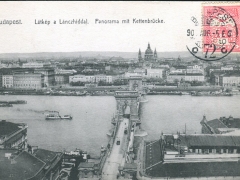 Budapest Latkep a Lanczhiddal Panorama mit Kettenbrücke