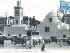 Alger Statue du Duc d'Orleans et Mosquee Djeniaa Djedid