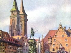 Nürnberg Neptunbrunnen und Sebalduskirche