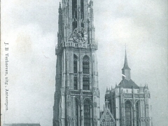 Anvers Fleche de la Cathedrale vu du Canal au Sucre