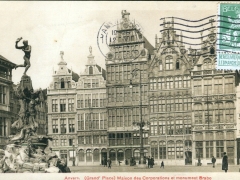Anvers Maisons des Corporations et monument Brabo