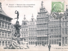 Anvers Maisons des corporations Fonataine de Brabo