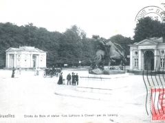 Bruxelles Entree du Bois et statue Les Lutteurs a Cheval par de Lalaing