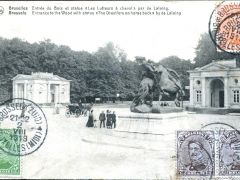Bruxelles Entree du Bois et statue Les Lutteurs