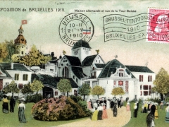Bruxelles Exposition 1910 Maison allemande et vue de la tour Suisse