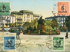 Breslau der Tauentzienplatz mit dem Denkmal