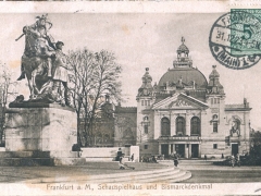 Frankfurt a M Schauspielhaus und Bismarckdenkmal