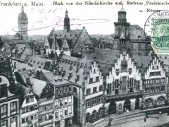 Frankfurt a Main Blick von der Nikolaikirche auf Rathaus Paulskirche u Römer