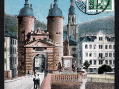 Heidelberg-Brueckentuerme-und-Statue-Kurfuerst-Karl-Theodor-50295