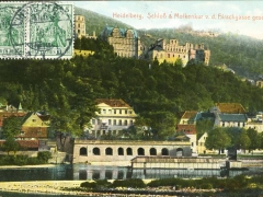 Heidelberg Schloss und Molkenkur von der Hirschgasse gesehen