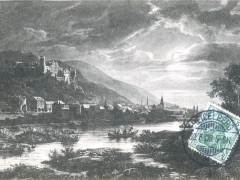 Heidelberg von der Ziegelhäuserlandstrasse gesehen bei Mondschein