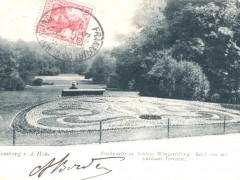 Homburg v d Höhe Parkpartie m Schloss Wingertsberg Blick von der Curhaus Terrasse
