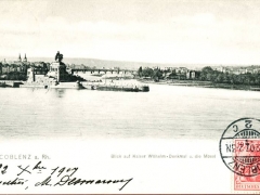 Koblenz Blick auf Kaiser Wilhelm Denkmal und die Mosel