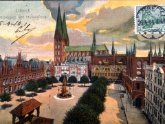 Lübeck Marktplatz und Marienkirche