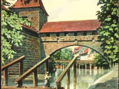 Nürnberg Pegnitzeinfluss mit Agnesbrücke Kasemattentor