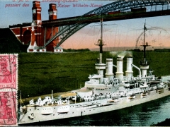 SMS Schleswig Holstein passiert den Kaiser Wilhelm Kanal