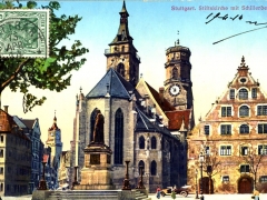 Stuttgart Stiftskirche mit Schillerdenkmal