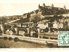 Würzburg Festung Marienberg mit Kappele und alter Mainbrücke