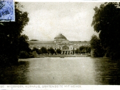 Wiesbaden Kurhaus Gartenseite mit Weiher