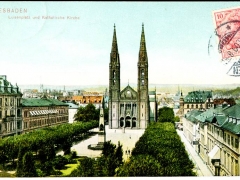 Wiesbaden Luisenplatz und katholische Kirche