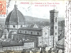 Firenze La Cattedrale e la Torre di Giotto dalla curpola di S Lorenzo