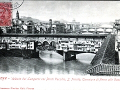 Firenze Veduta dei Lungarni coi Ponti Vecchio